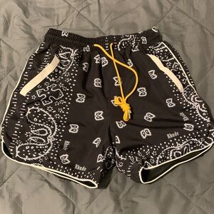 Rhude Black and White Patterned Athletic Shorts